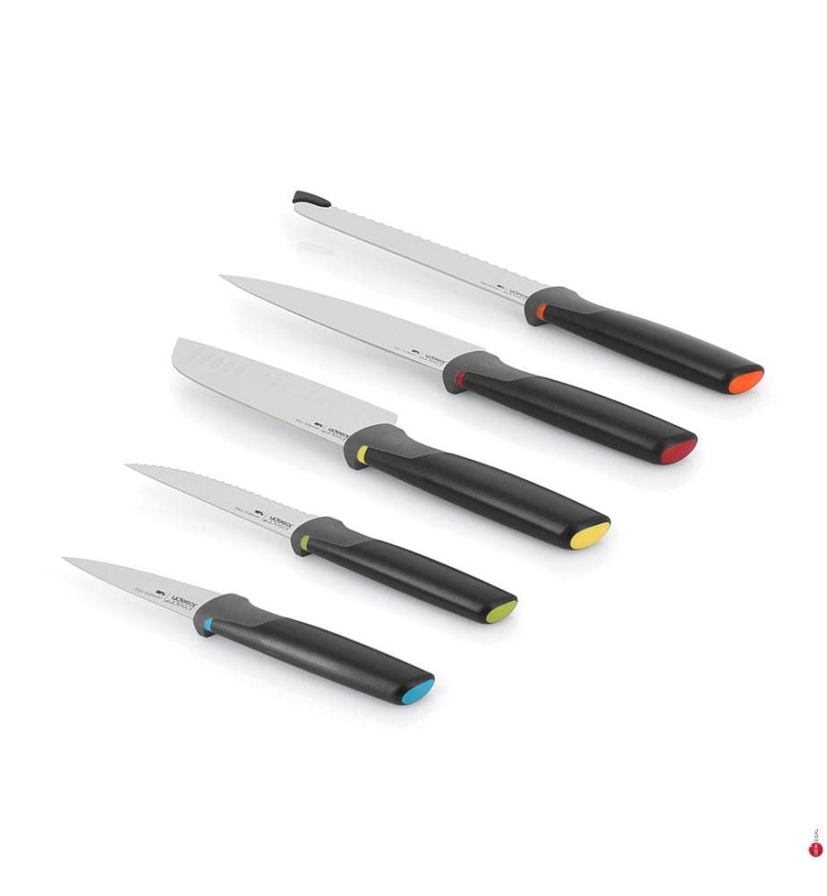 Set aus 5 Messern 5 + Messerblock - Schwarz