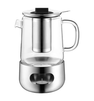 Théière avec passe-thé et réchaud SensiTea, Argenté