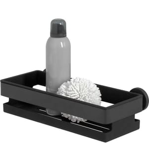 Cestino doccia Tiger Noon, mensola per doccia in acciaio inox di qualità superiore, colore nero, con inserto rimovibile, L x A x P, 30 x 8 x 13,8 cm Rettangolo nero