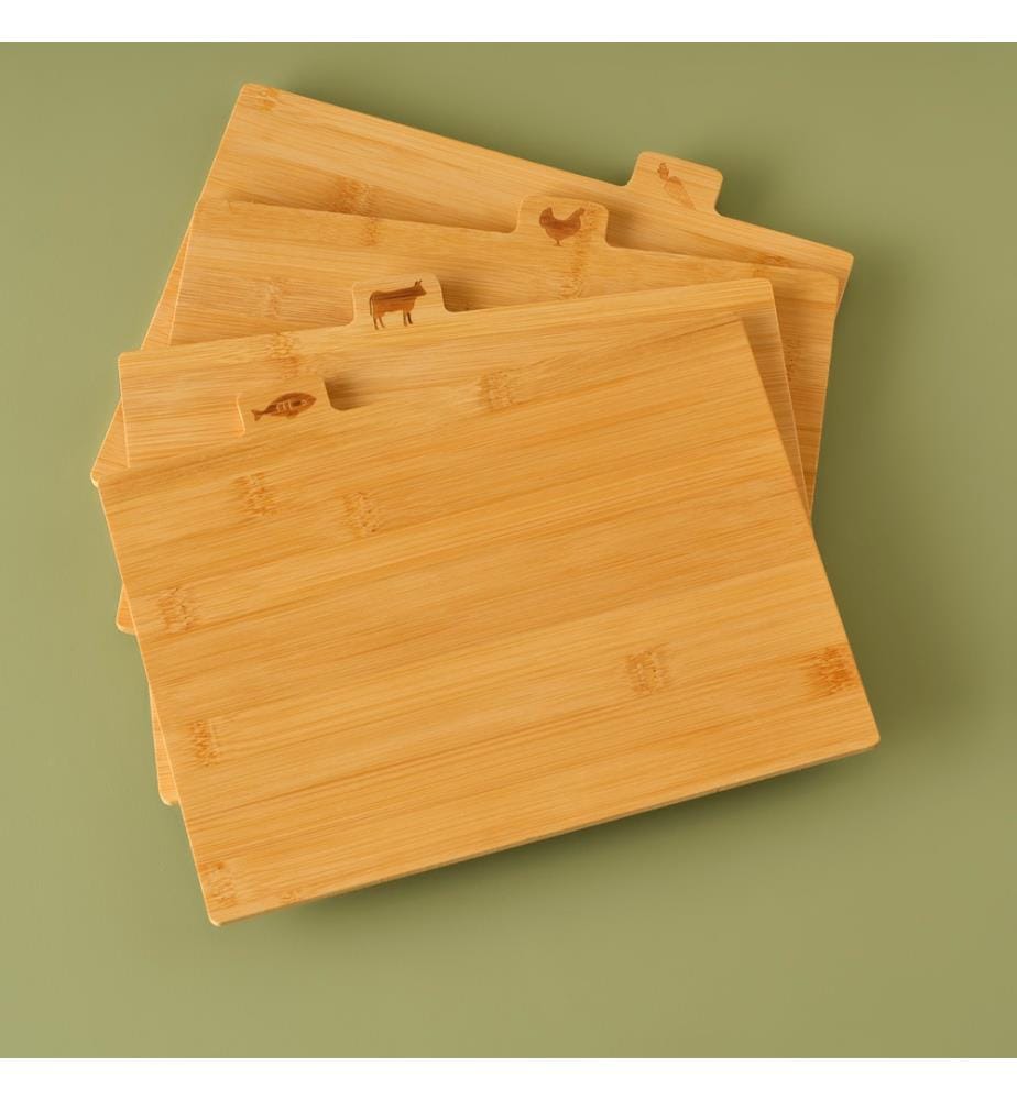 Set de planches à découper Curvi 4 pièces 28x24x7 cm - Naturel