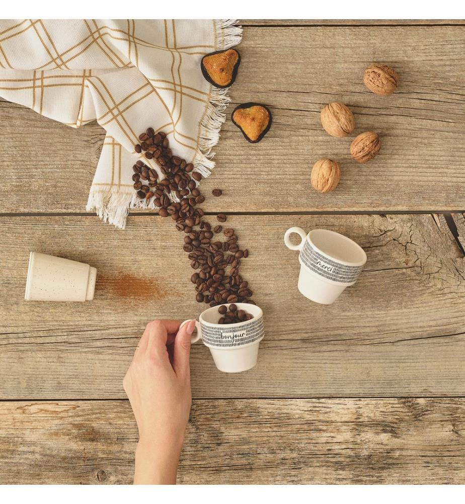 Set de tasses espresso Merci 2 pièces 105 cc - Noir