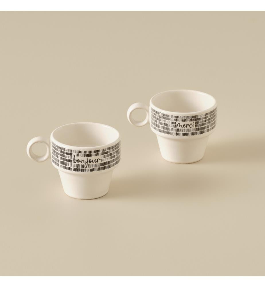 Set de tasses espresso Merci 2 pièces 105 cc - Noir