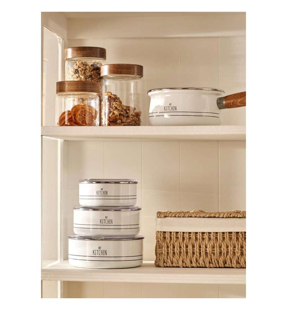 Lot de 3 récipients de conservation émaillés My Kitchen - Blanc