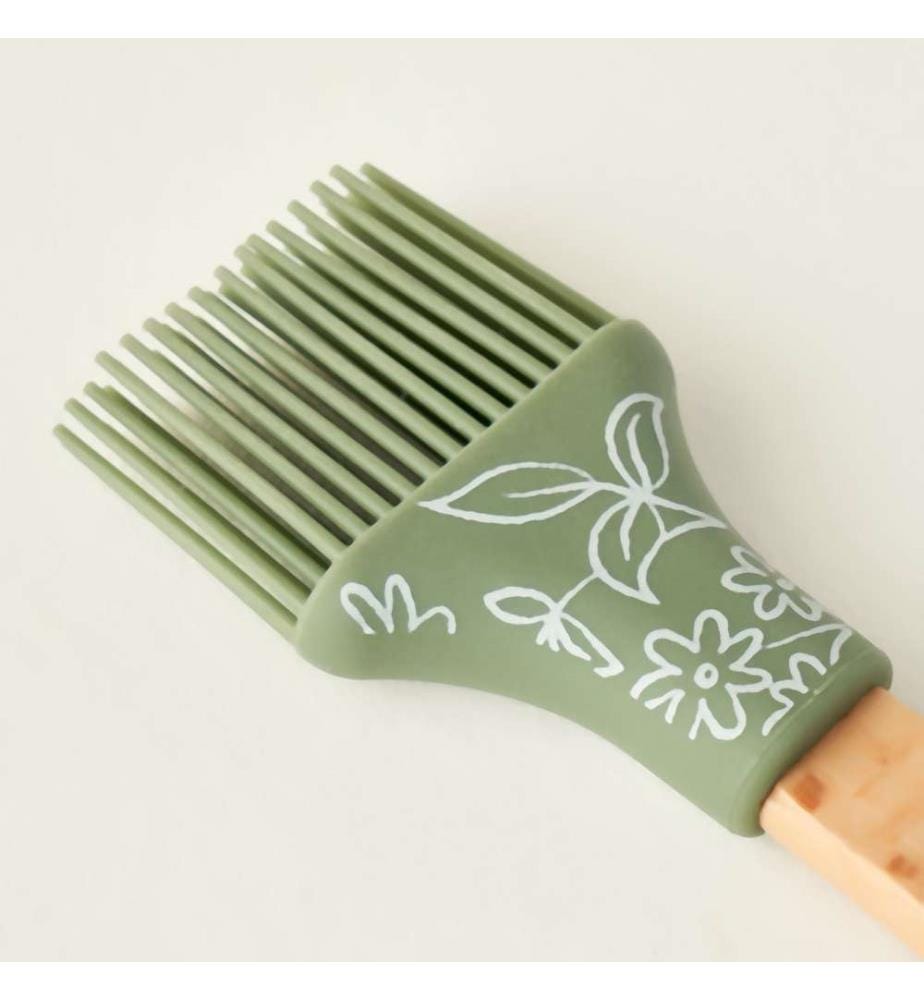 Set de préparation 2 pièces en silicone Floral - Kaki