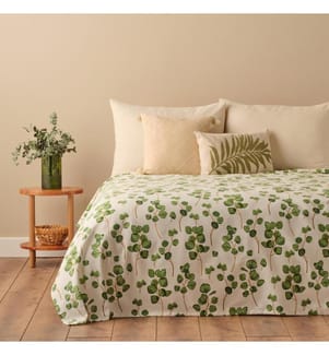Couvre-lit double imprimé Ocaliptus 200x220 cm - Vert