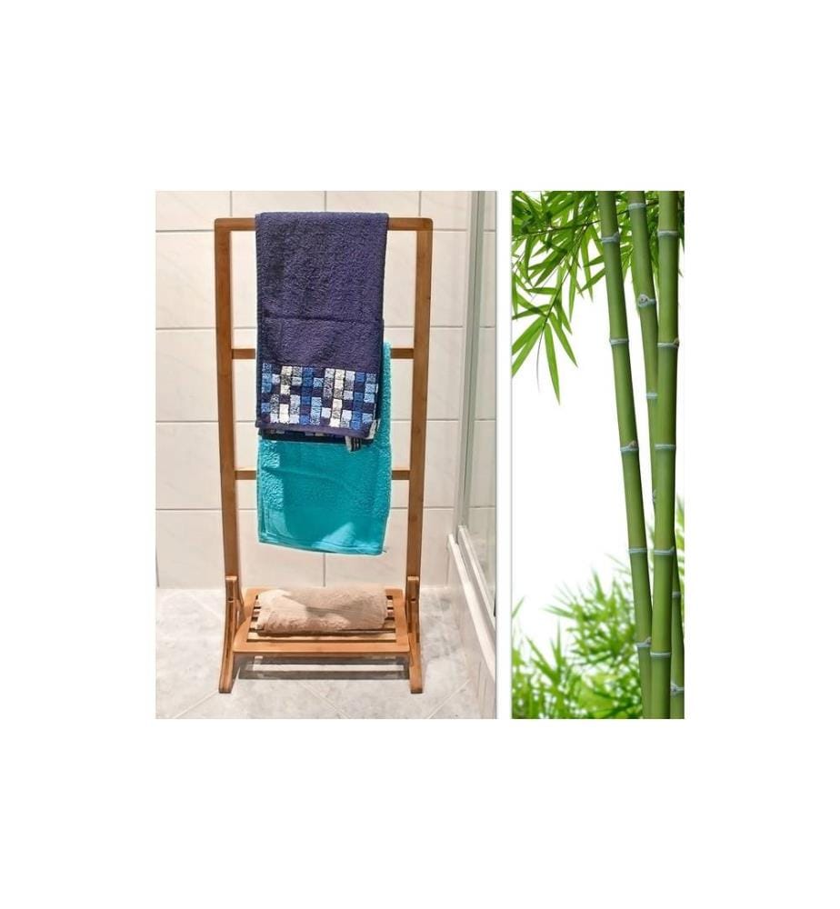 RELAXDAYS - Porte-serviette avec 3 barres 105 x 40 x 27 cm, Naturel