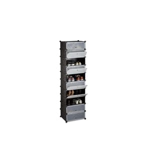 RELAXDAYS - Armoire à chaussures avec 10 niveaux 176 x 49 cm, Noir/Transparent