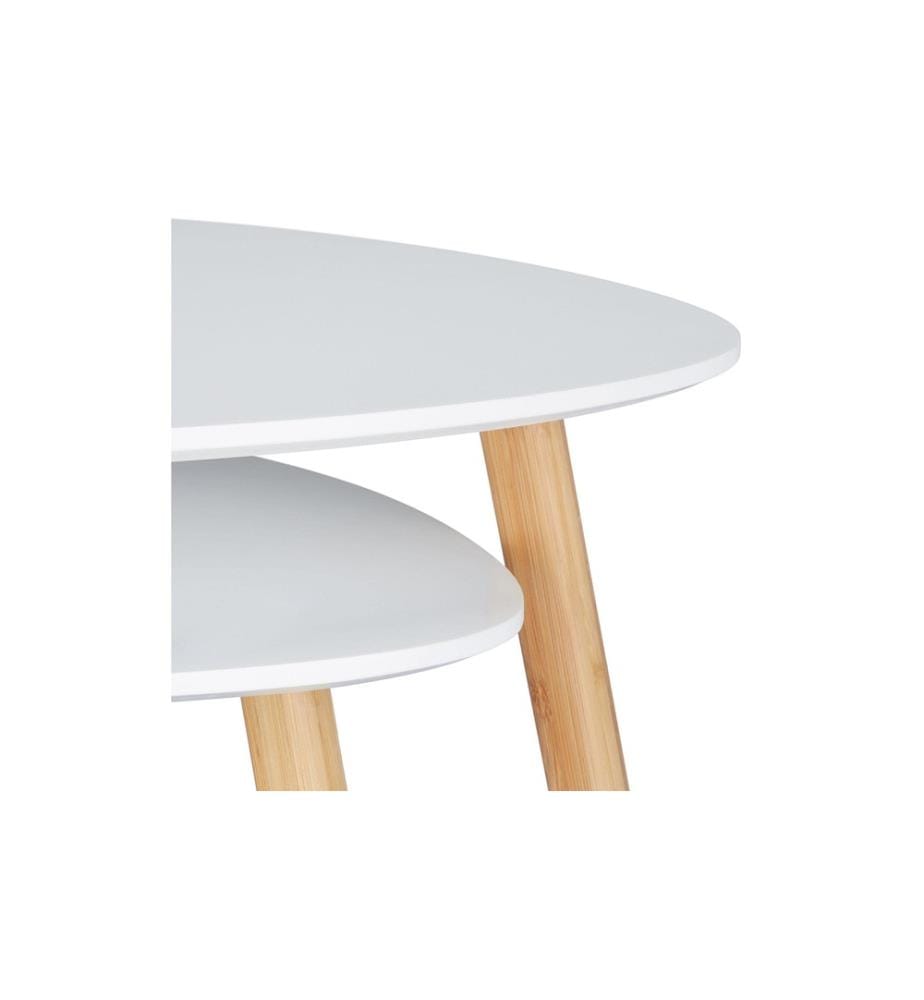 RELAXDAYS - Table basse Set de 2 pièces  40/60 x 40/48 cm, Nature/Blanc