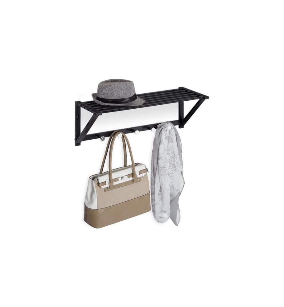 RELAXDAYS - Wandgarderobe mit Ablage 5 Haken, Schwarz