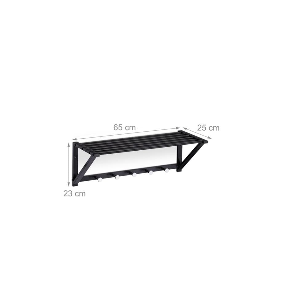 RELAXDAYS - Wandgarderobe mit Ablage 5 Haken, Schwarz