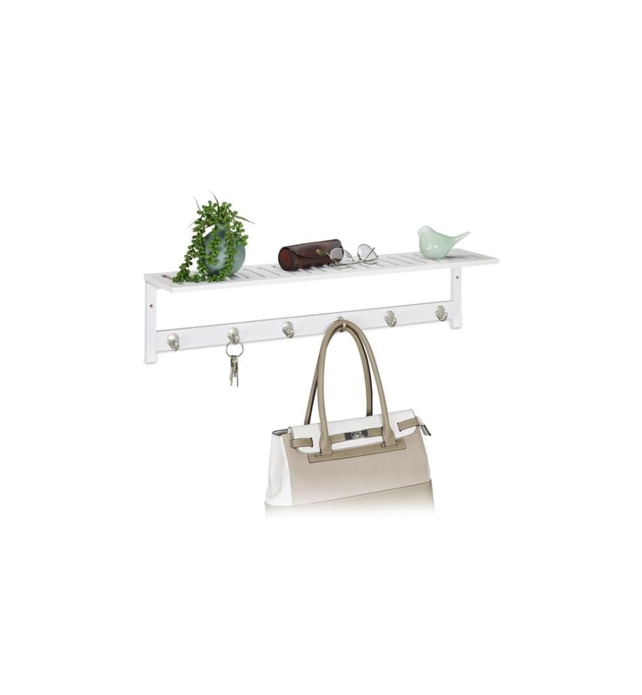 RELAXDAYS - Wandgarderobe mit Ablage 6 Haken, Weiss