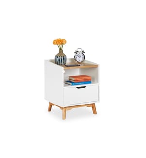 RELAXDAYS - Table de nuit avec 1 tiroir 50 x 43 cm, Nature/Blanc