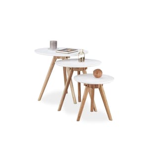 RELAXDAYS - Couchtisch 3er Set, Braun/Weiss