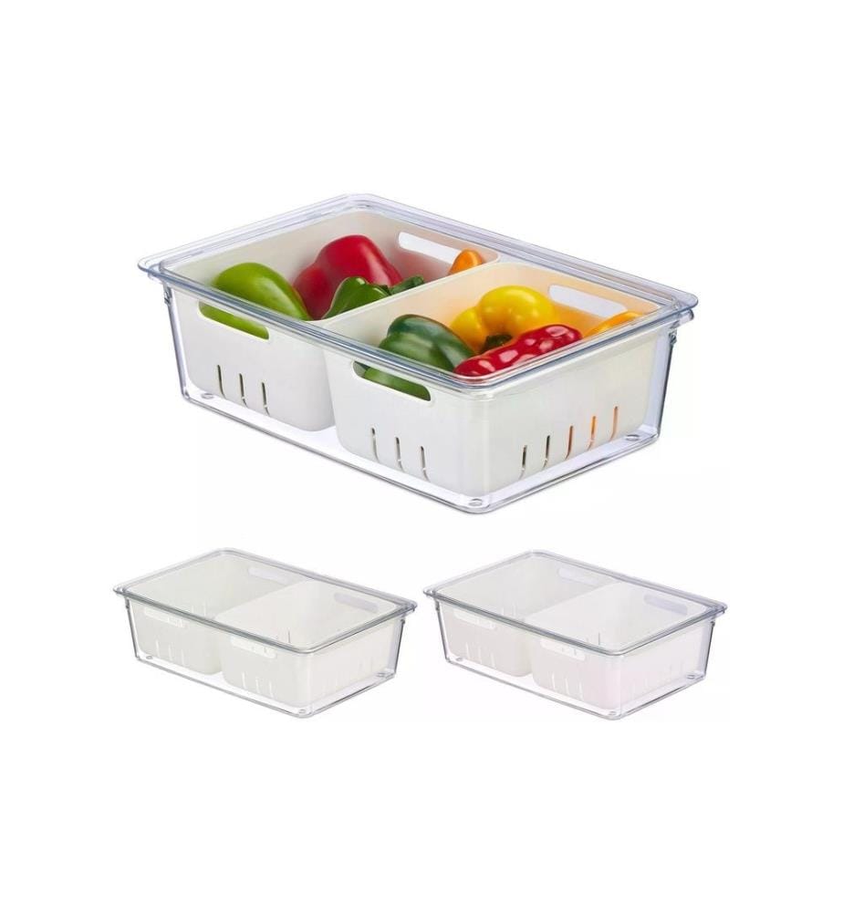 RELAXDAYS - Kühlschrankorganizer 800 g, 3 Stück, Transparent/Weiss