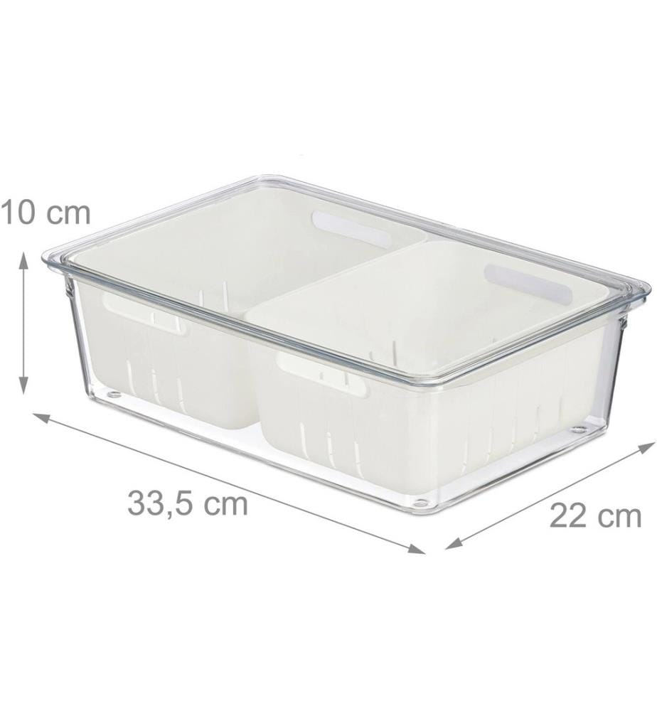 RELAXDAYS - Kühlschrankorganizer 800 g, 3 Stück, Transparent/Weiss