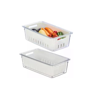 RELAXDAYS - Bac organiseur pour réfrigérateur 600 g, 2 pièces, transparent/blanc