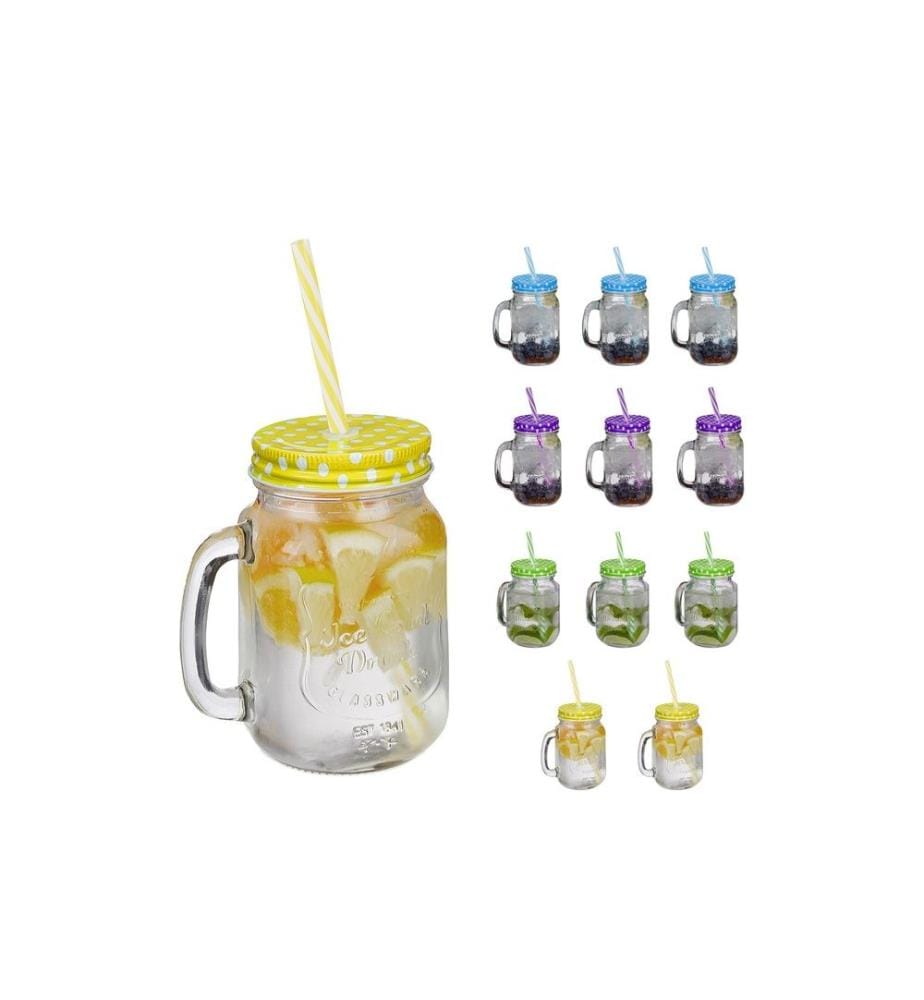 RELAXDAYS - Trinkglas Summer 500 ml, 12 Stück, Mehrfarbig