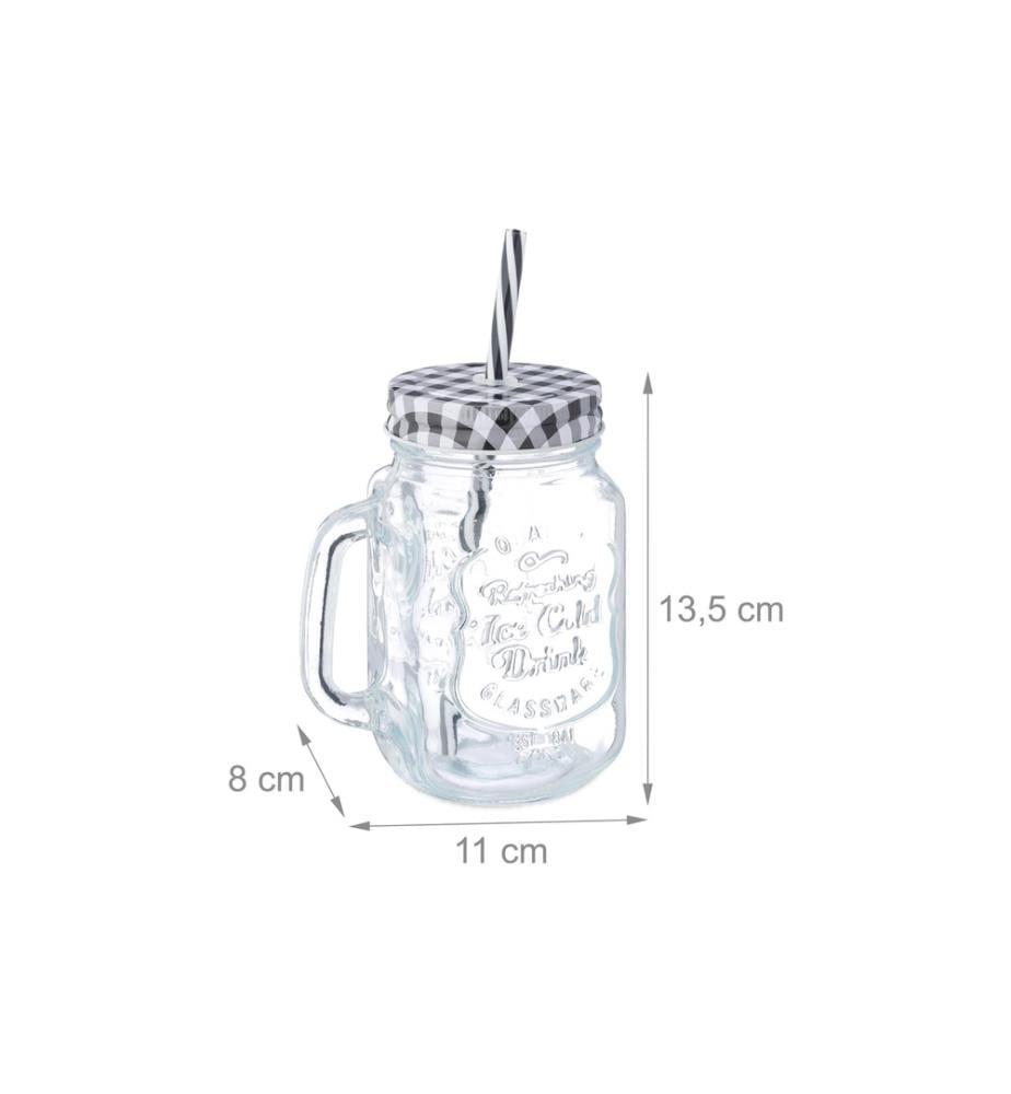 RELAXDAYS - Verre Summer 500 ml, 8 Pièce/s, Noir/Transparent/Blanc