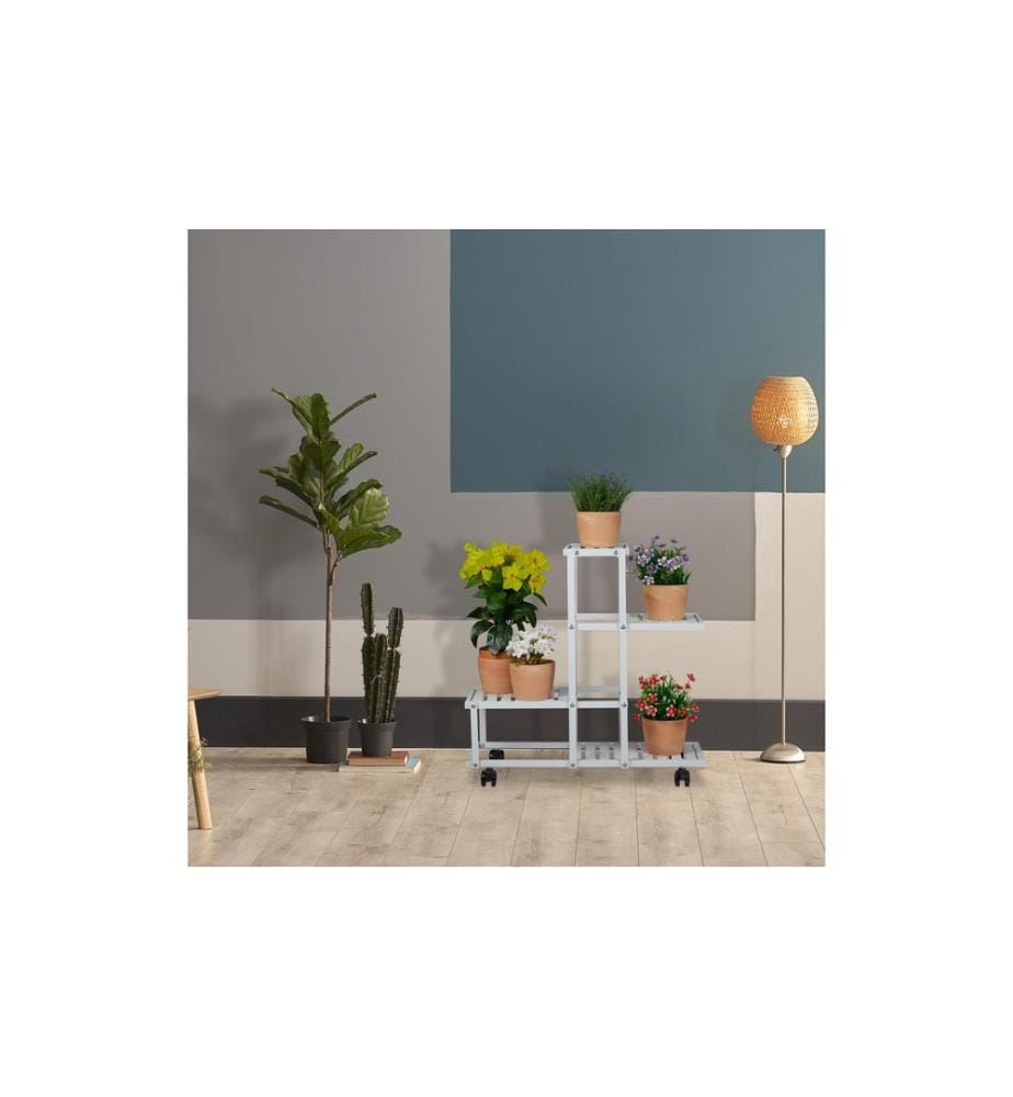 RELAXDAYS - Supports pour plantes avec roulettes 60.5 cm, Blanc