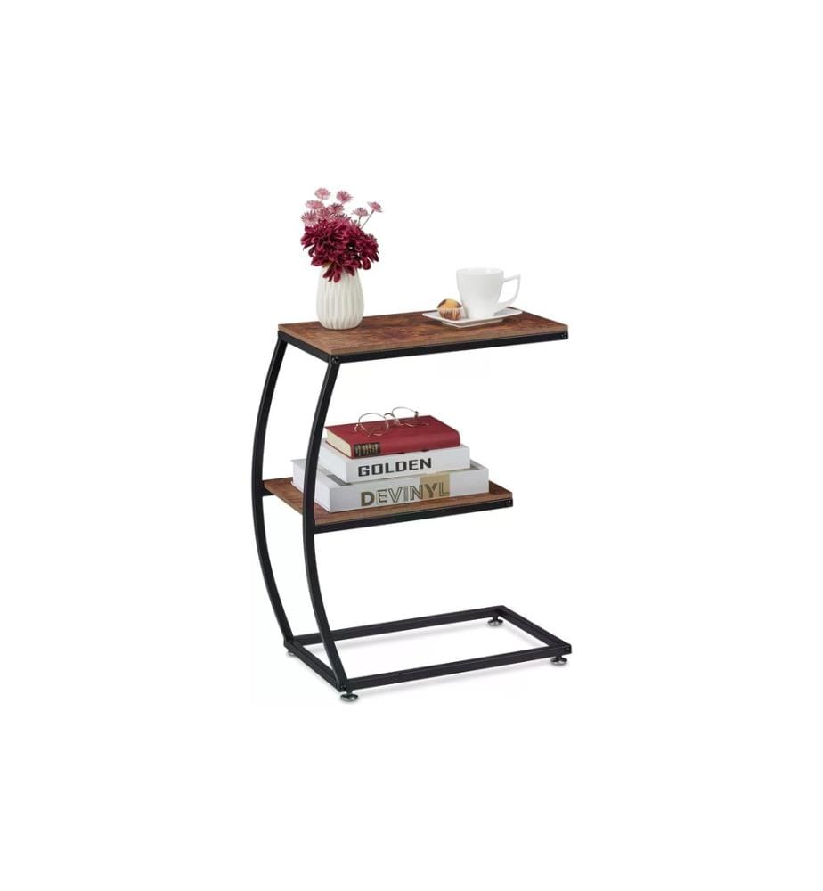 RELAXDAYS - Table d'appoint Industrial 47.5 cm x 57.5 cm, Brun/Noir