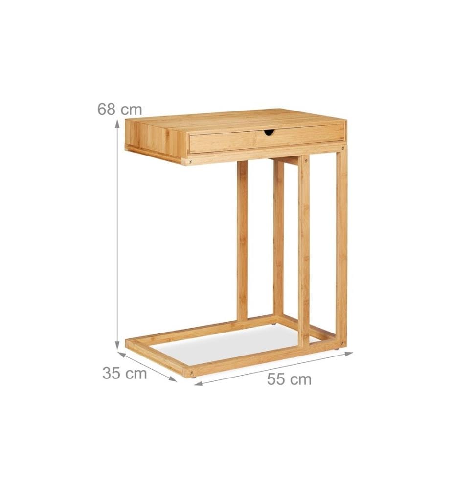 RELAXDAYS - Table d'appoint avec tiroir 55 cm x 68 cm, Brun clair