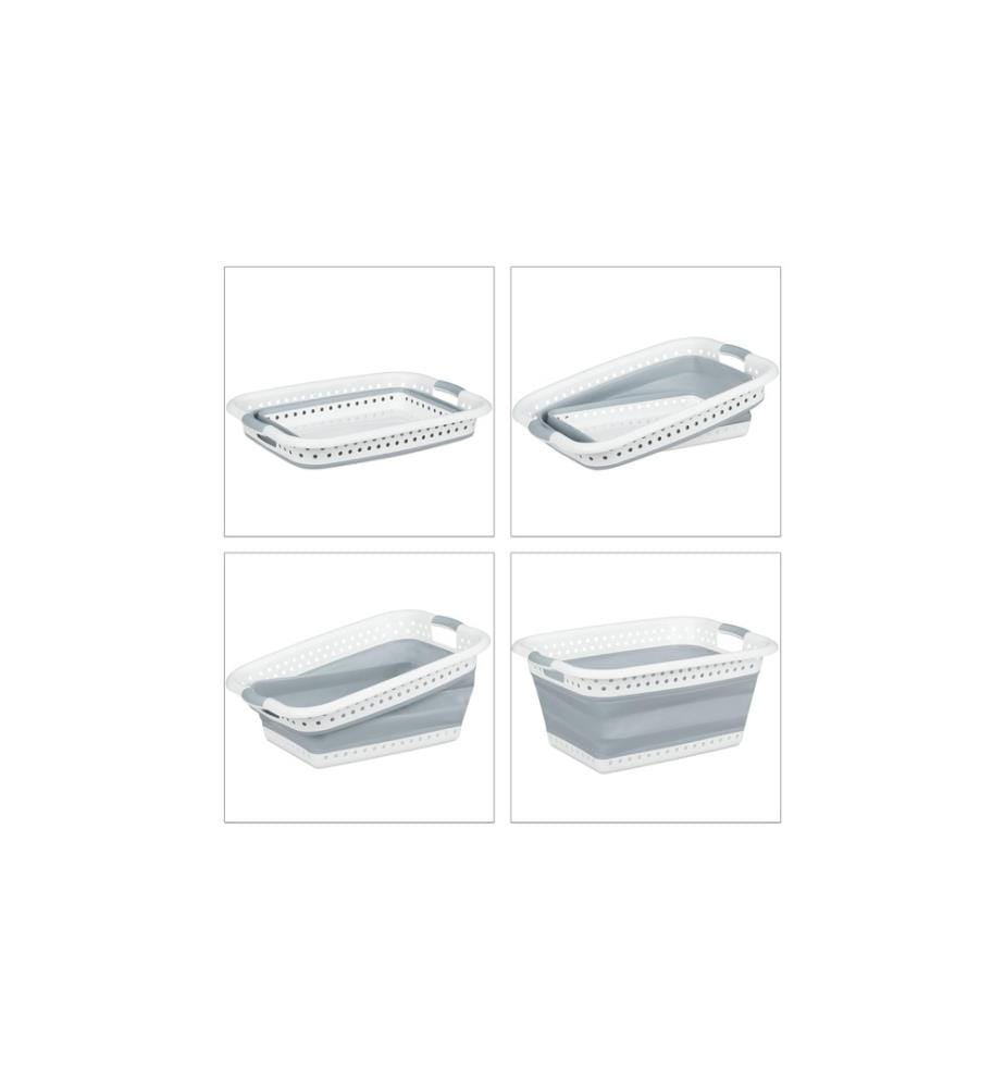 RELAXDAYS - Corbeille à linge 37 l, Gris/Blanc