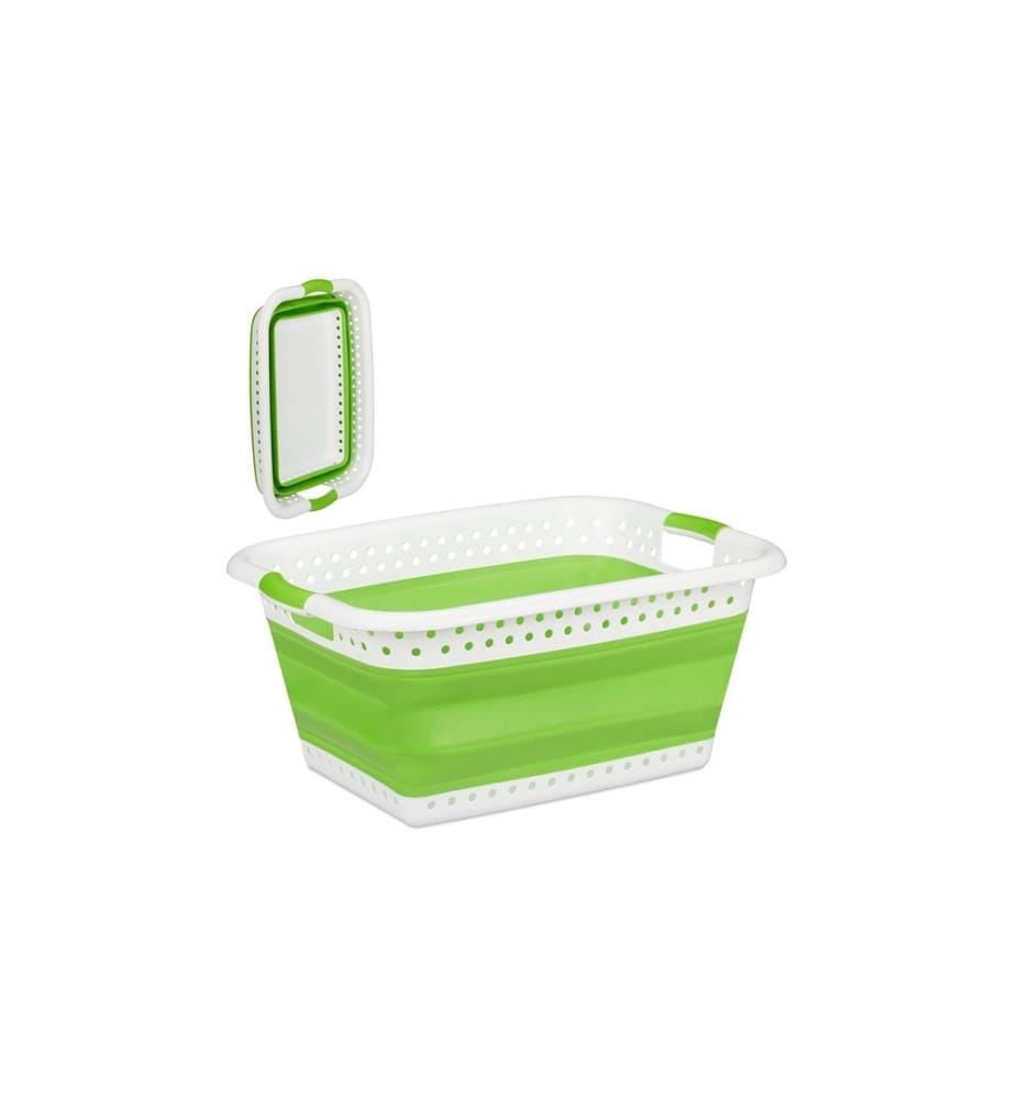 RELAXDAYS - Corbeille à linge 37 l, Vert/Blanc