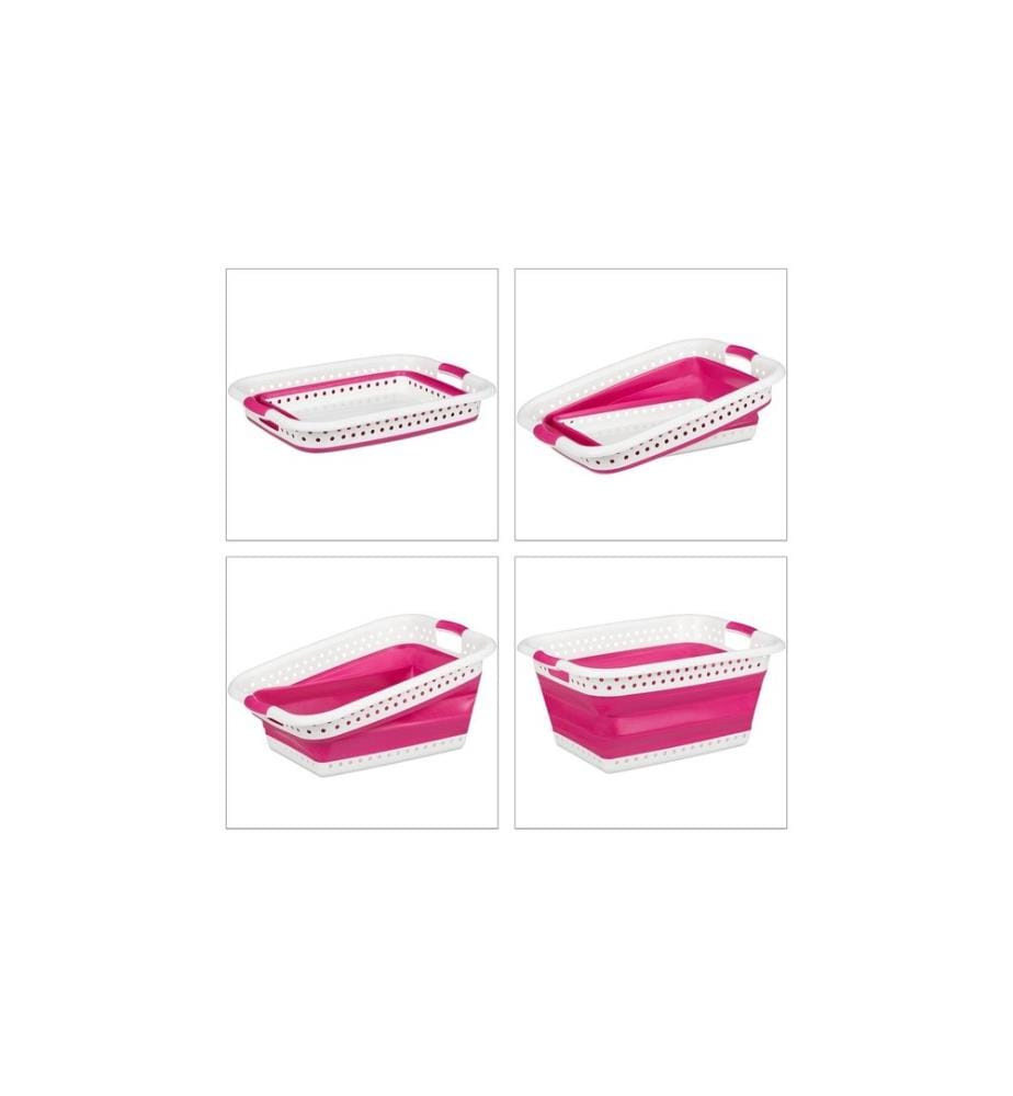 RELAXDAYS - Corbeille à linge 37 l, Rose/Blanc