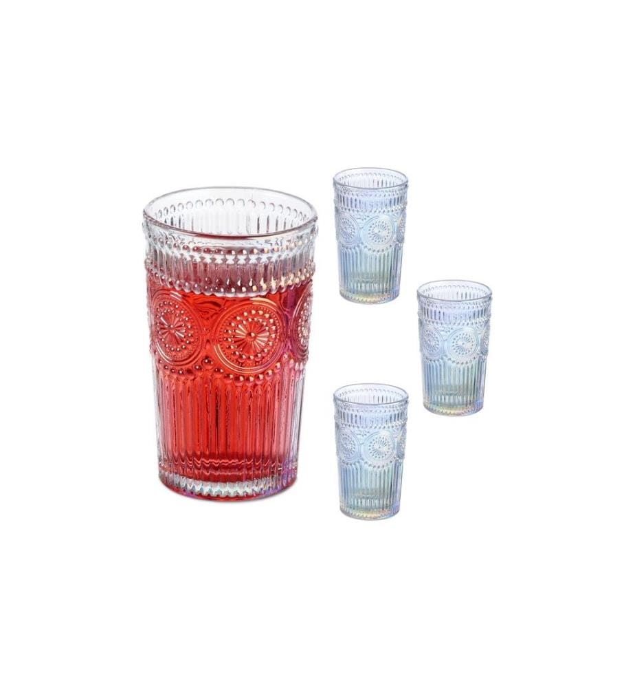 RELAXDAYS - Trinkglas Vintage 4er Set, Mehrfarbig, 360 ml