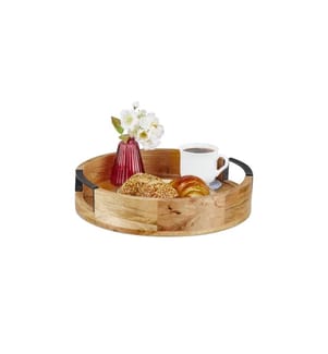 RELAXDAYS - Serviertablett Mangoholz Natur, Schwarz, 35 cm