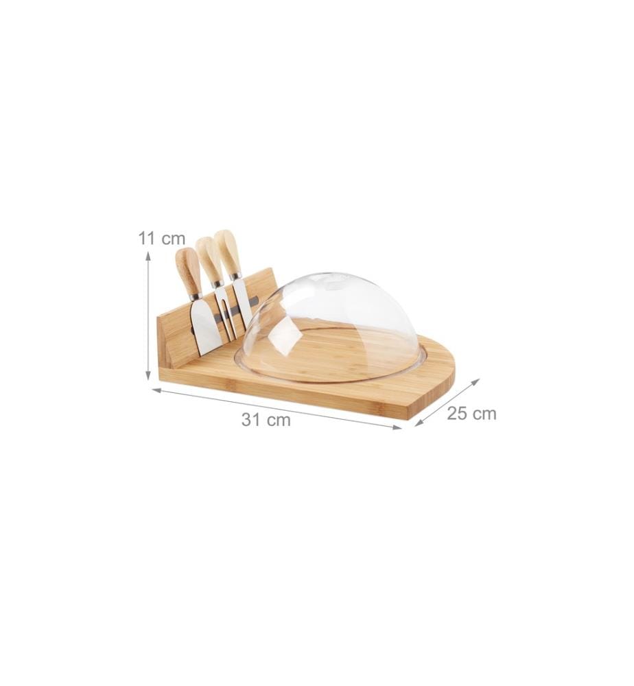 RELAXDAYS - Cloche à fromage avec couverts 5 pièces, brun