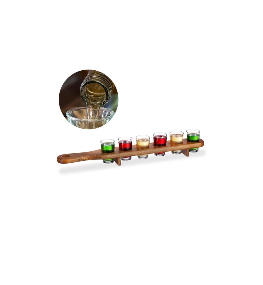 RELAXDAYS - Servierplatte mit 6 Gläser Braun, Transparent
