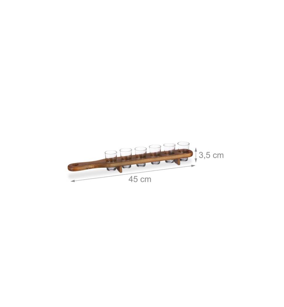 RELAXDAYS - Servierplatte mit 6 Gläser Braun, Transparent