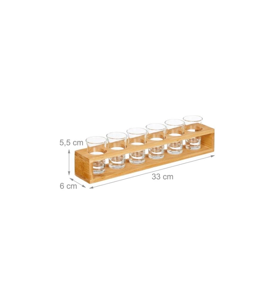 RELAXDAYS - Schnapsbrett mit 6 Gläser Natur/Transparent