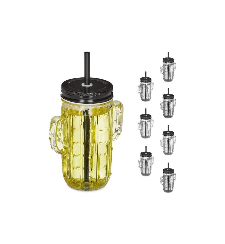 RELAXDAYS - Pichet à boire Cactus 500 ml, 8 pièces