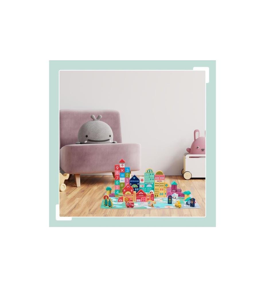 RELAXDAYS - Set de cubes en bois Ville