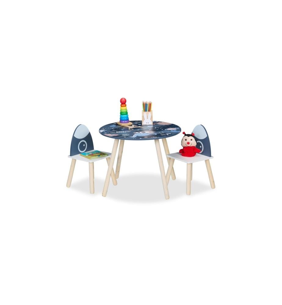 RELAXDAYS - Kindersitzgruppe Space Dunkelblau; Hellbraun; Weiss