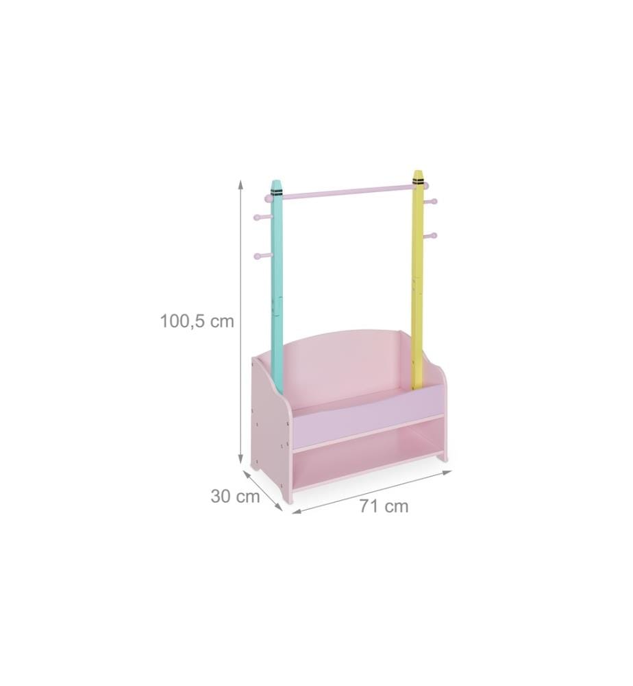RELAXDAYS - Kleiderständer für Kinder 71 x 100.5 cm, Gelb/Rosa/Türkis