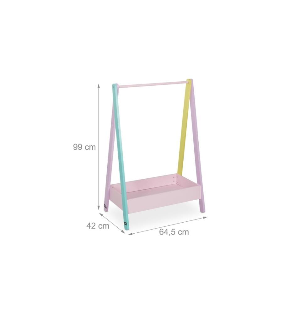 RELAXDAYS - Porte-manteaux pour enfants 64,5 x 99 cm, Jaune/Rose/Turquoise