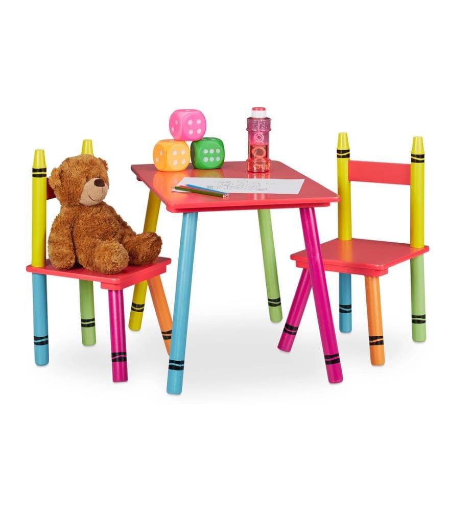 RELAXDAYS - Kindersitzgruppe 3-teilig Gelb; Grün; Rot