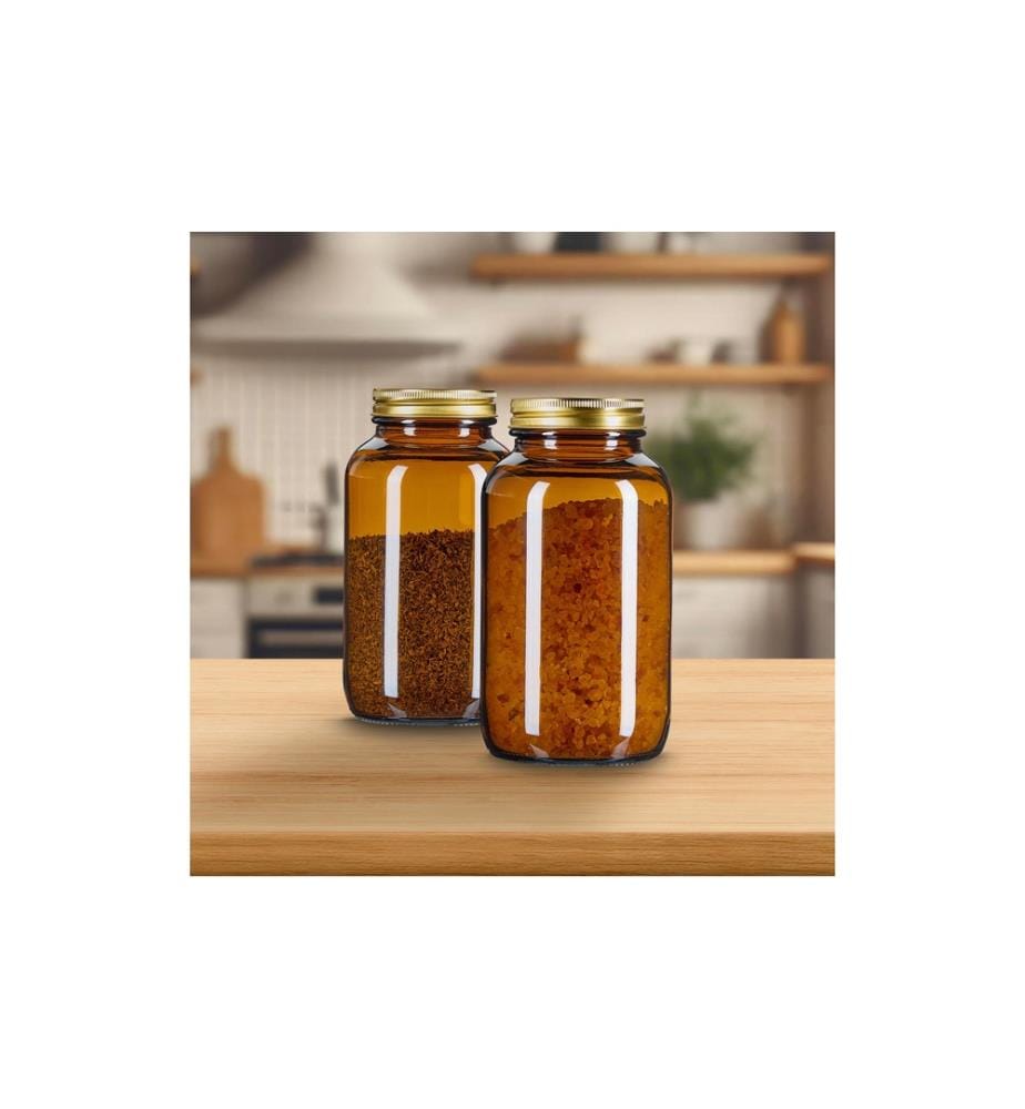 RELAXDAYS - Set de 4 pots à épices de 400 ml Brun/Doré