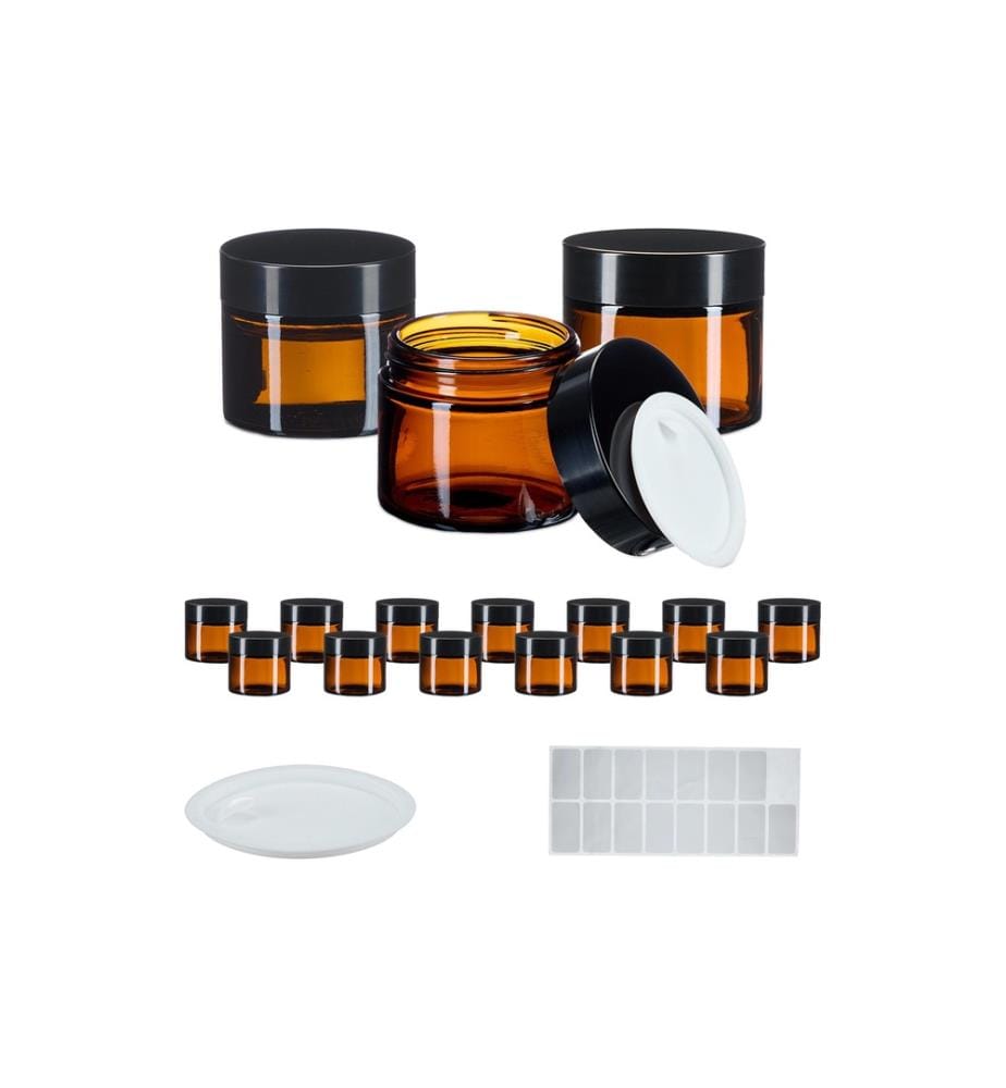 RELAXDAYS - Braunglas Salbentiegel 60 ml, 16 Stück