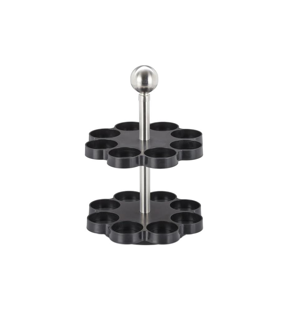 RELAXDAYS - Gewürzkarussell 16er Set Schwarz/Silber/Transparent