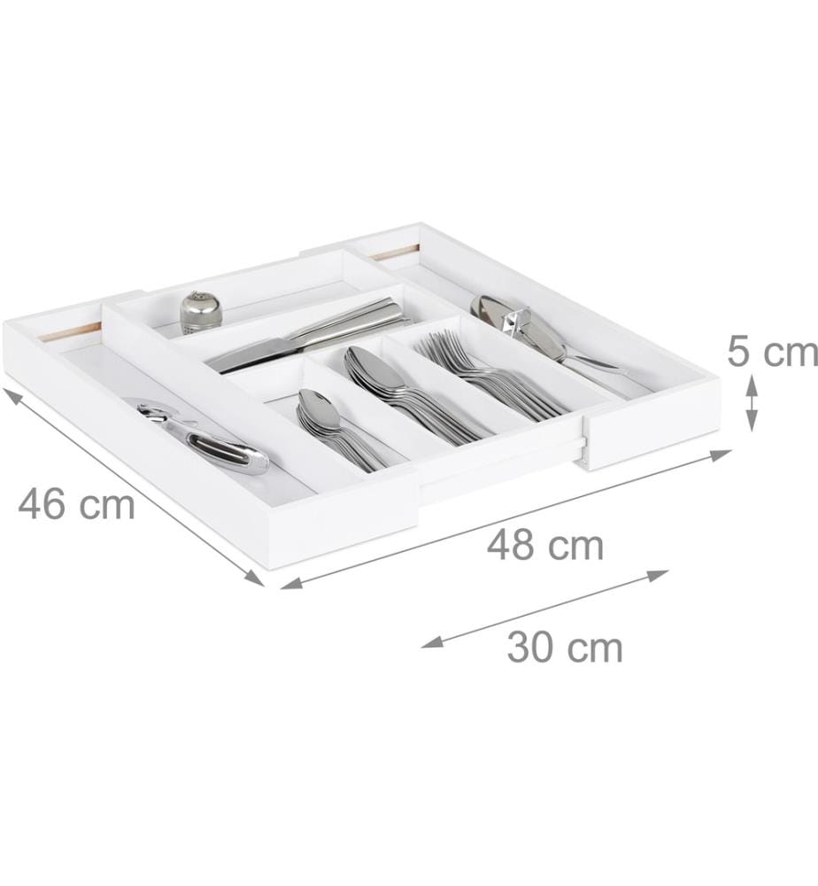 RELAXDAYS - Casier à couverts extensible Blanc