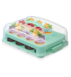 RELAXDAYS - Boîte de transport pour muffins Transparent/Turquoise