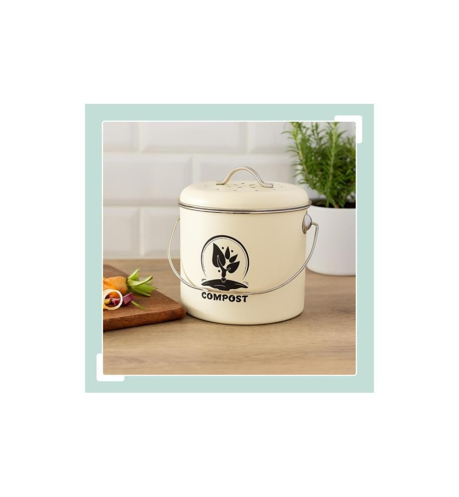 RELAXDAYS - Komposteimer 3.5 l, Crème/Silber
