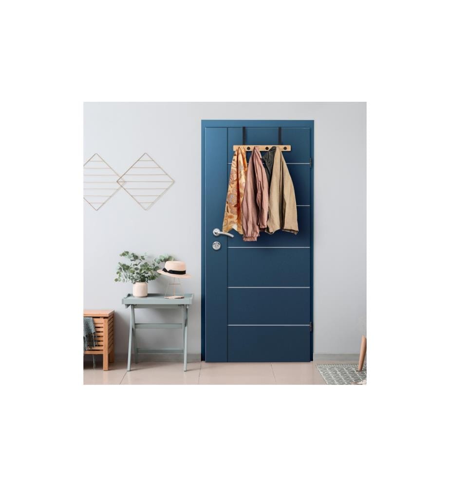 RELAXDAYS - Accroche-porte avec 6 crochets, Brun clair/Noir