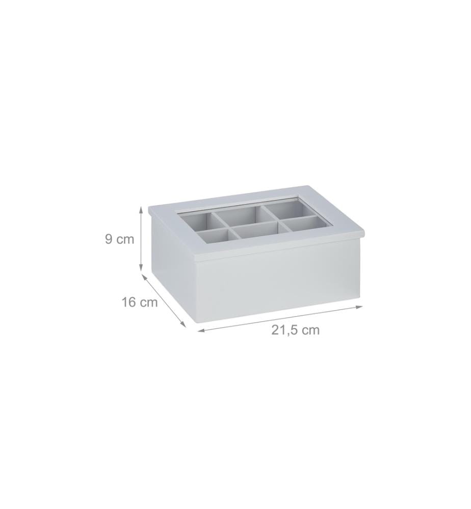 RELAXDAYS - Teebeutel-Box 6 Fächer, Transparent/Weiss
