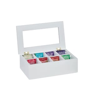 RELAXDAYS - Boîte à sachets de thé 8 compartiments, Transparent/Blanc
