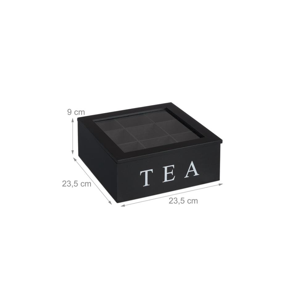 RELAXDAYS - Teebeutel-Box 9 Fächer, Schwarz